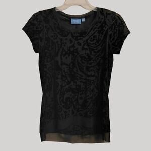 Simply Vera Wang Y2K Sheer Velvet Burnout Top M Dark Feminine Gothic Euro Club
